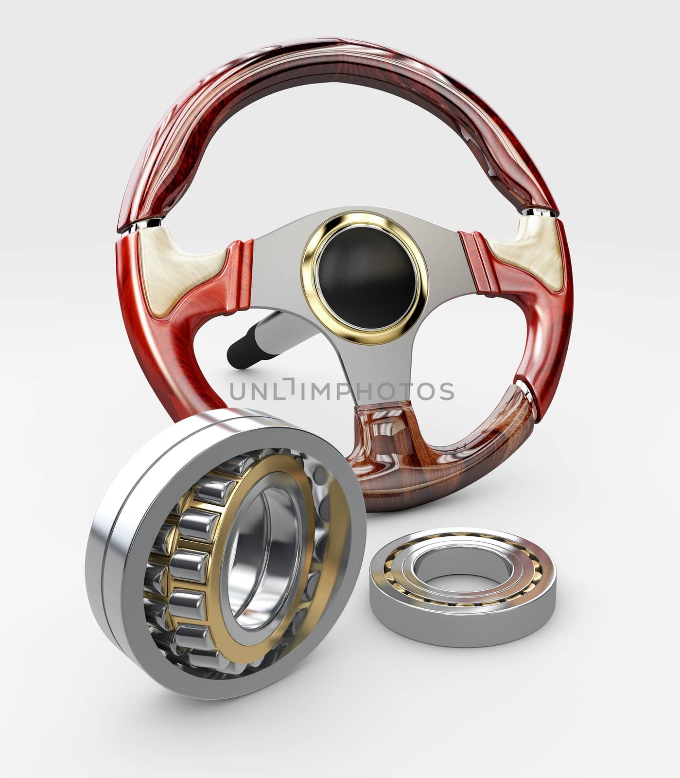 3d rendering of Steering wheel, isolated on the white background by tussik