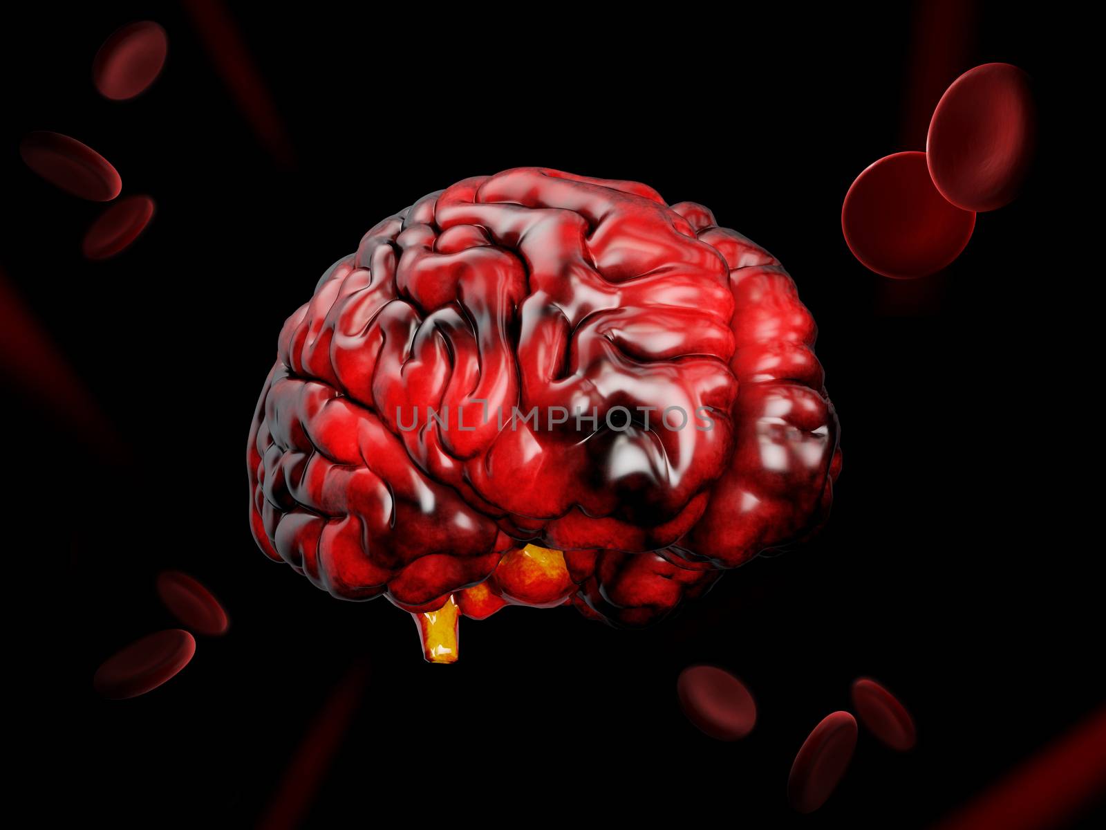 3d Illustration of model of human brain on black background by tussik