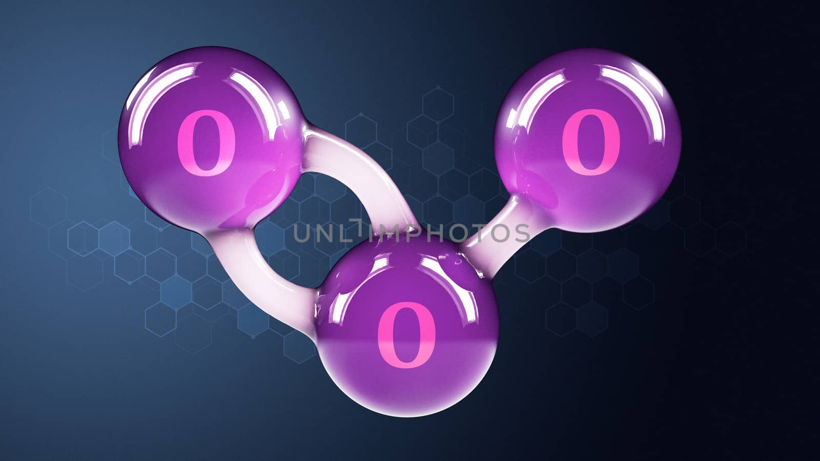 O3 ozone 3d molecule isolated on abstract background by tussik