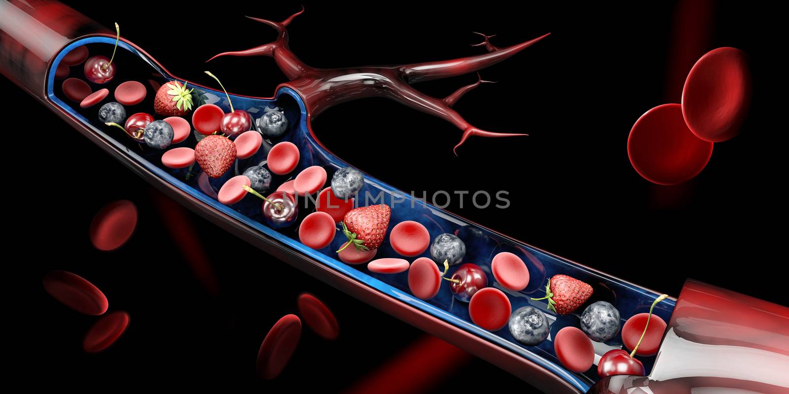 3d Illustration of glucose level in blood, isolated white.
