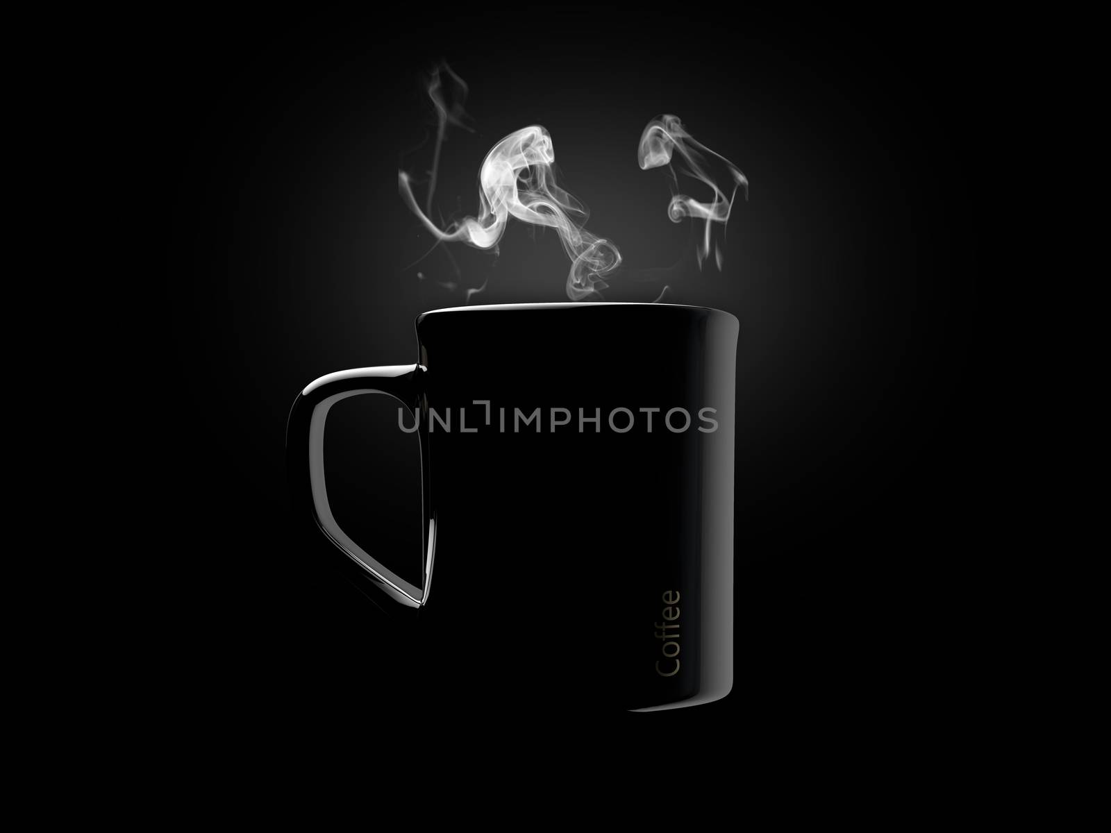 Black ceramic coffee mug. Isolated on a black. by tussik