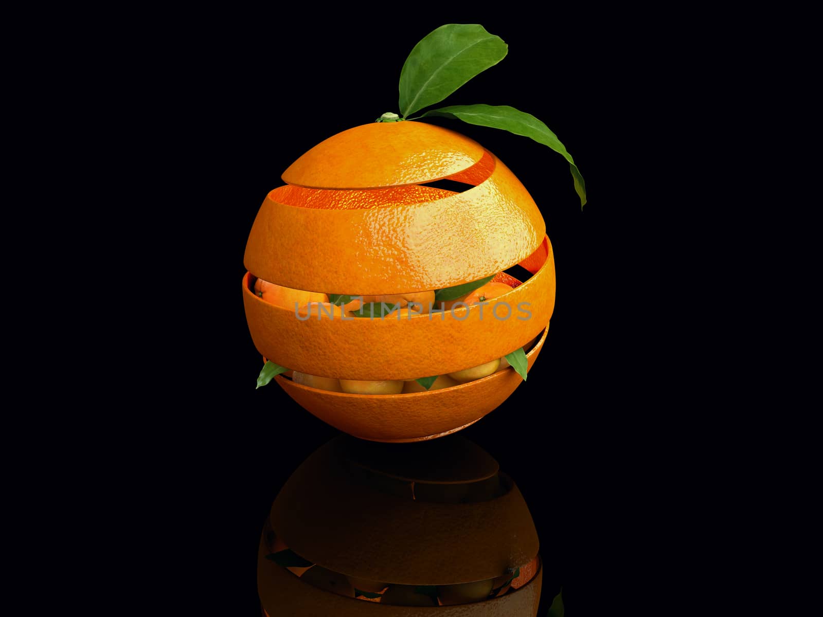 3d Illustration of Orange fruit with orange leaves by tussik