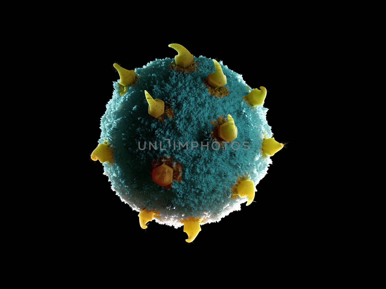 3d rendered Virus in Blood Stream in color background.
