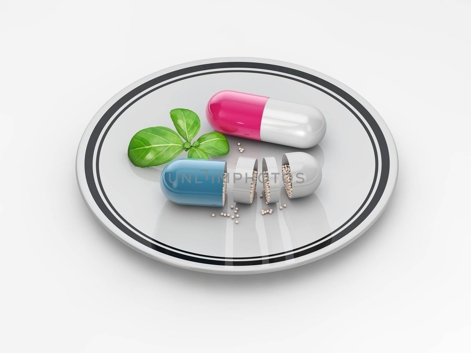 Vitamins supplements as a capsule 3D illustration elements