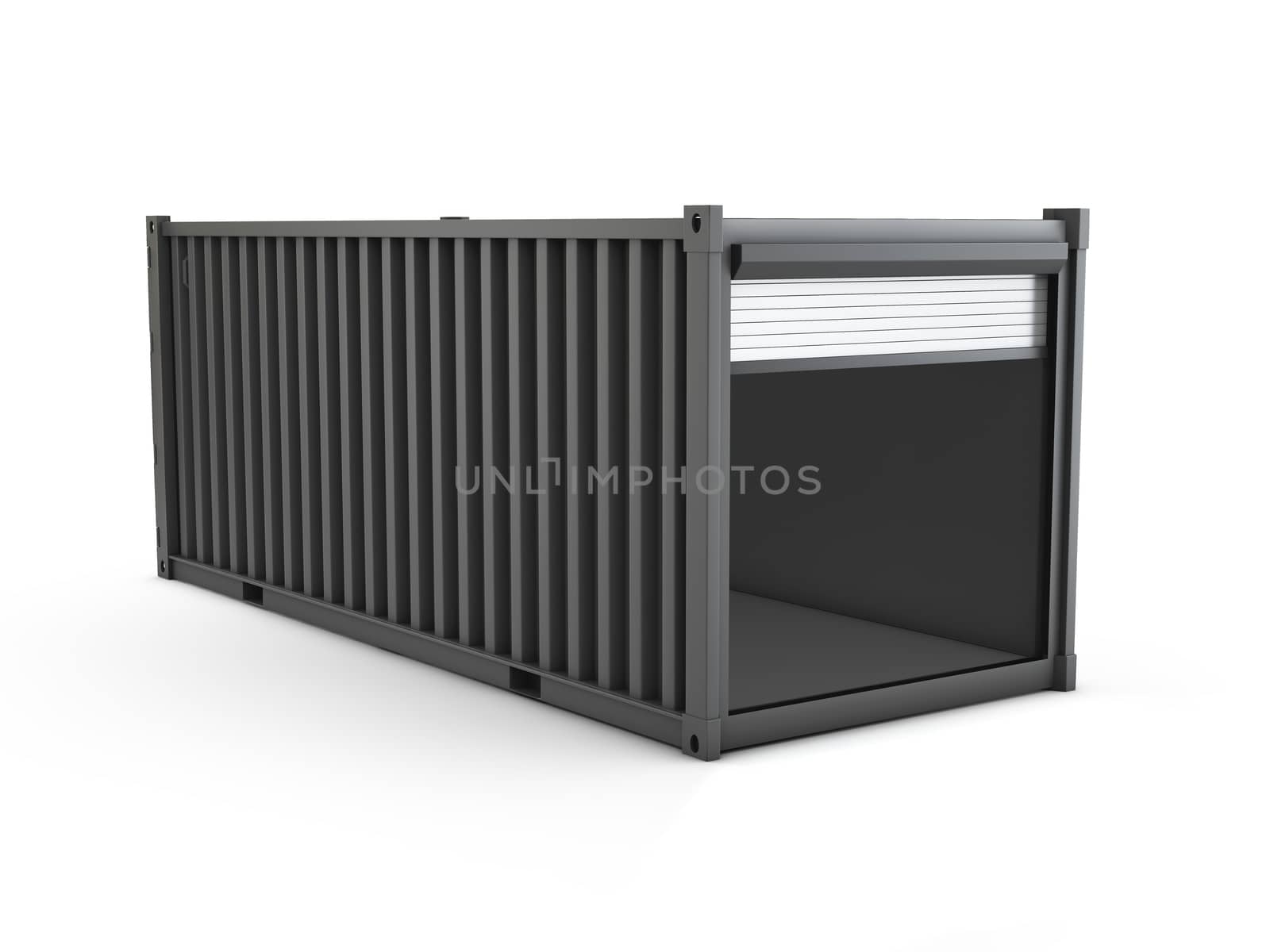 Converted old shipping container, 3d Illustration isolated gray by tussik