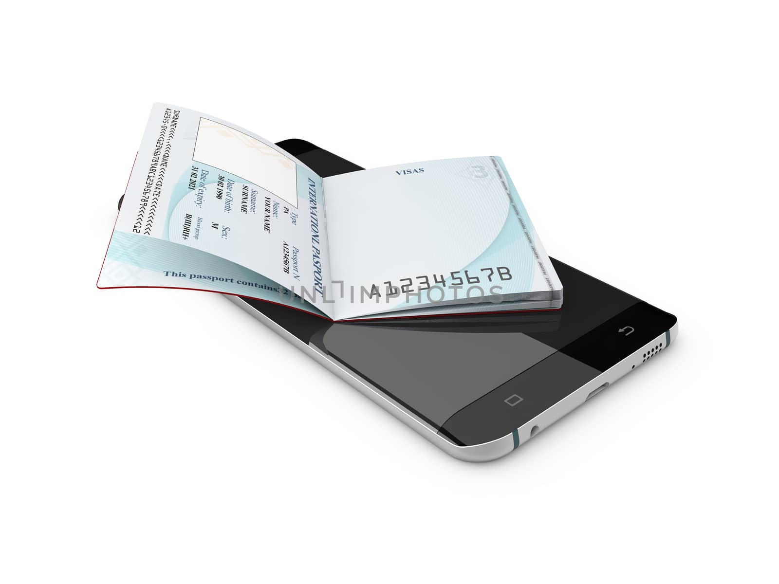 Mobile phone and Passport on white background by tussik