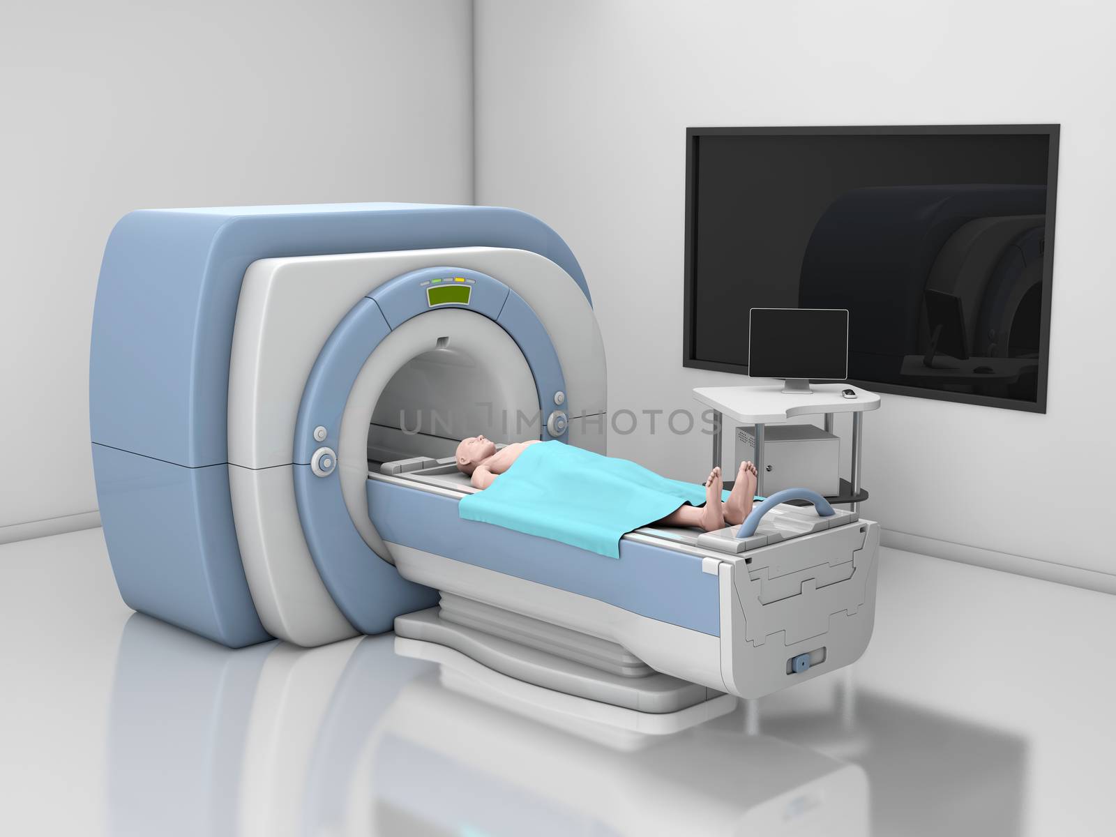 MRI Scanner. Magnetic Resonance Imaging of body. Medicine diagnostic Concept 3d Illustration
