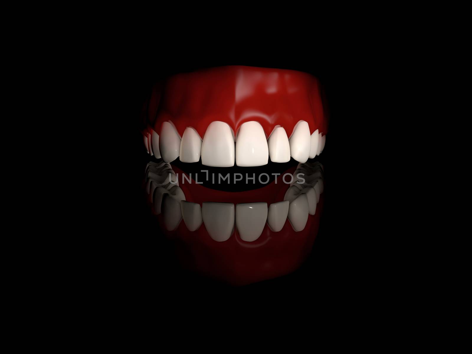 Dental crown installation with reflection , Medically accurate 3d illustration by tussik