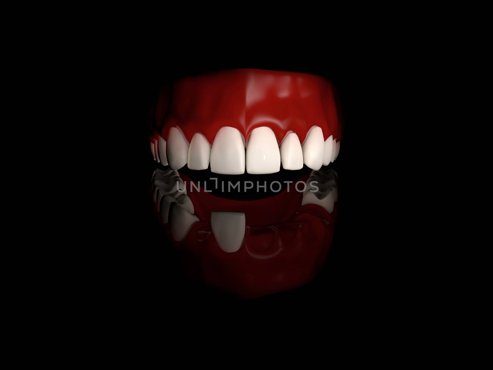 Dental crown installation with reflection , Medically accurate 3d illustration by tussik