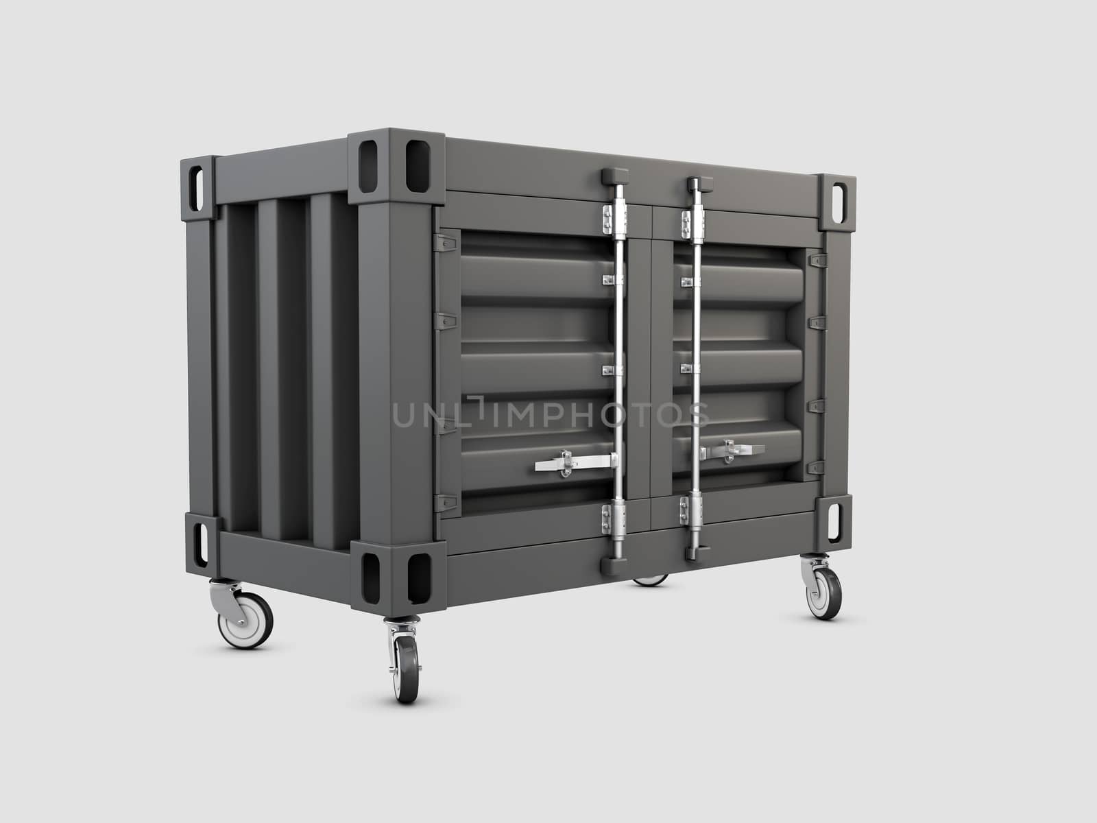 3D illustration of container cabinet isolated white by tussik