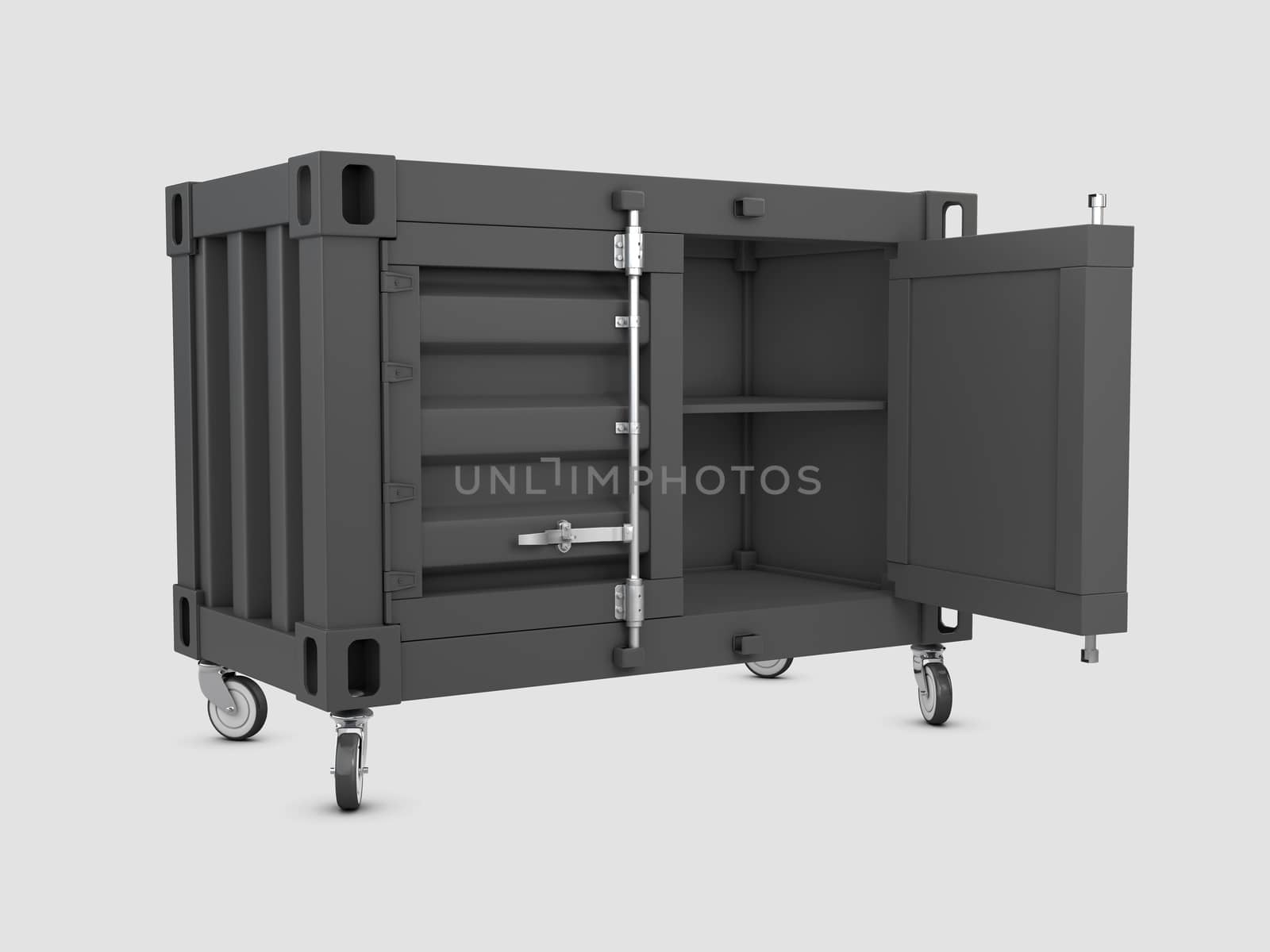 3D illustration of container cabinet isolated white by tussik