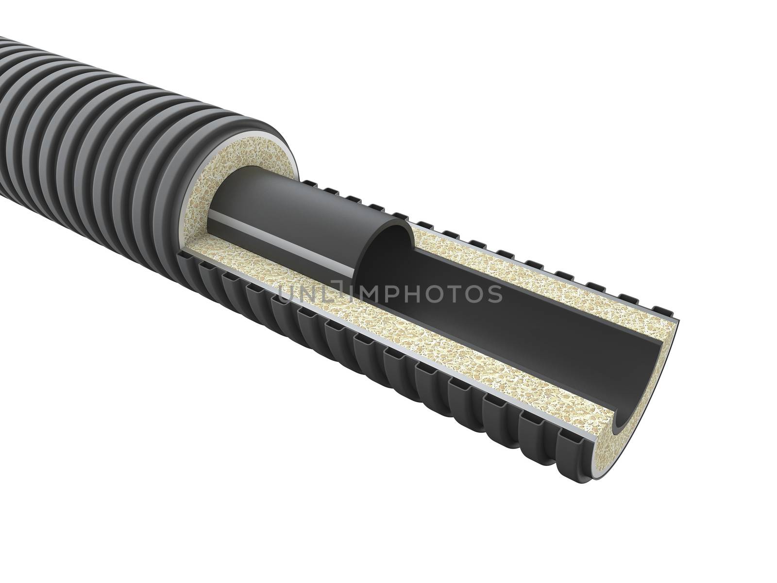 Fiber optical cable detail - 3d render isolated white.
