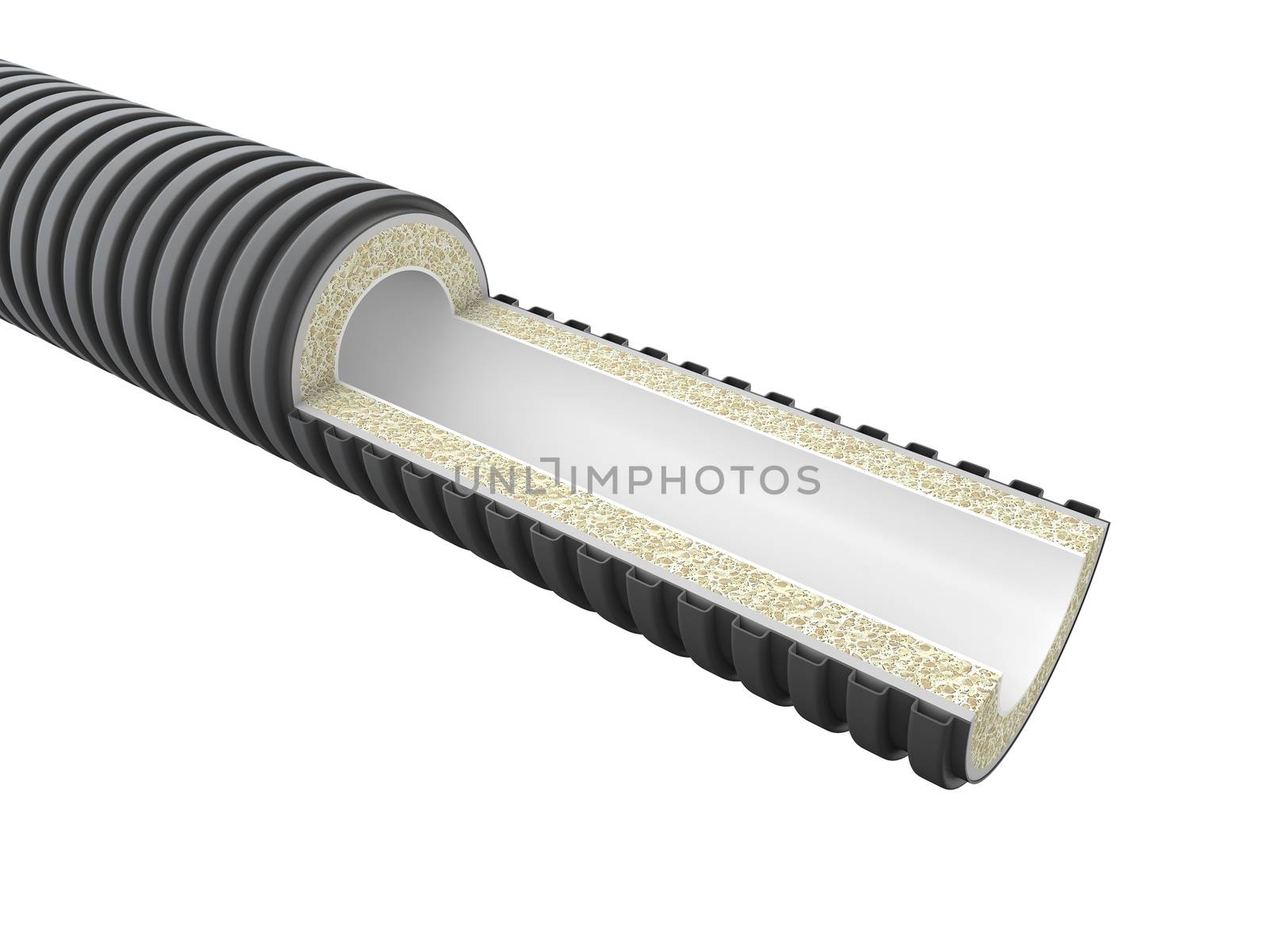 3d Illustration of flexible rubber cable cover with hidro isolation by tussik