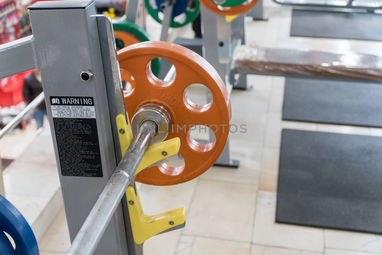 sports equipment and barbells in the gym, close-up