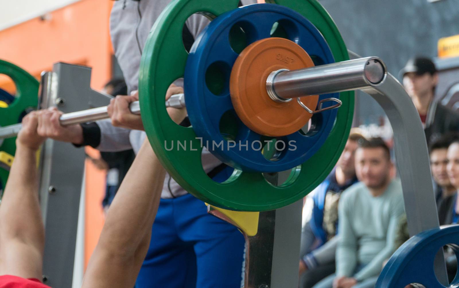 bench press in the gym. competition and tournament