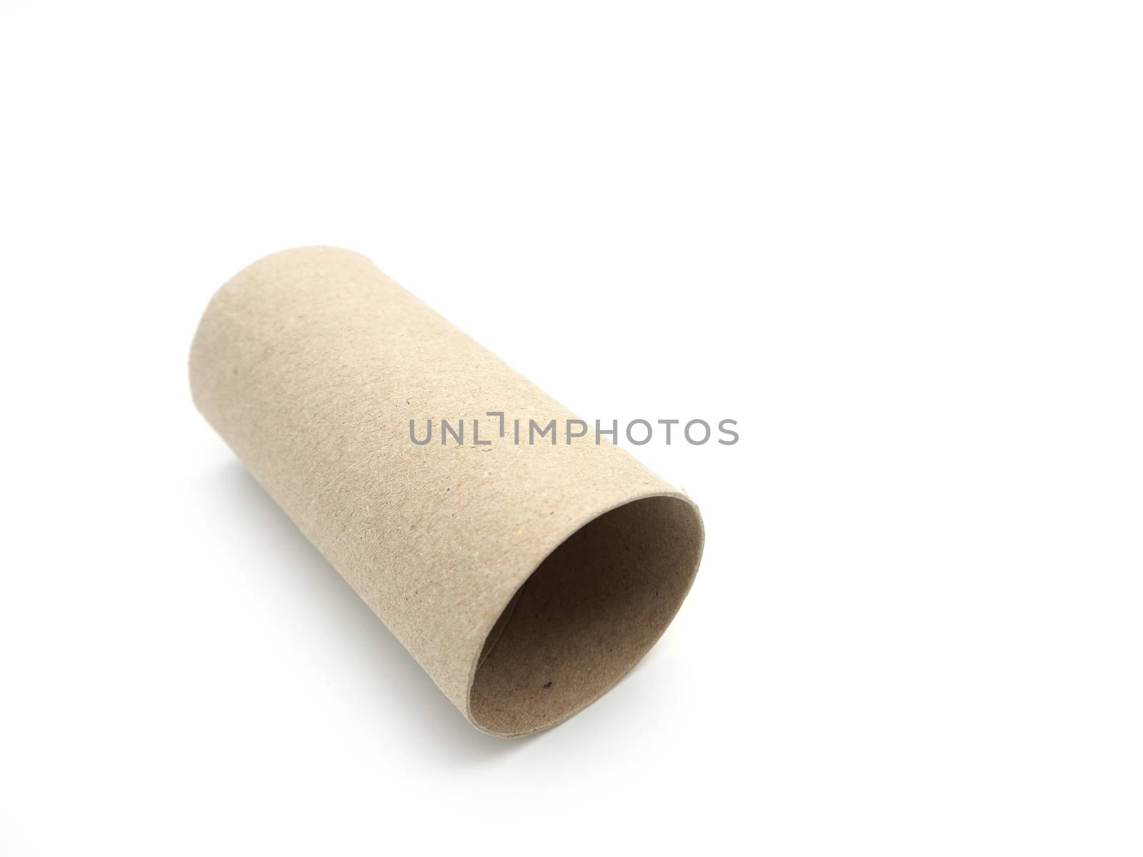 Tissue paper roll core. Empty roll on toilet paper isolated on a white background.