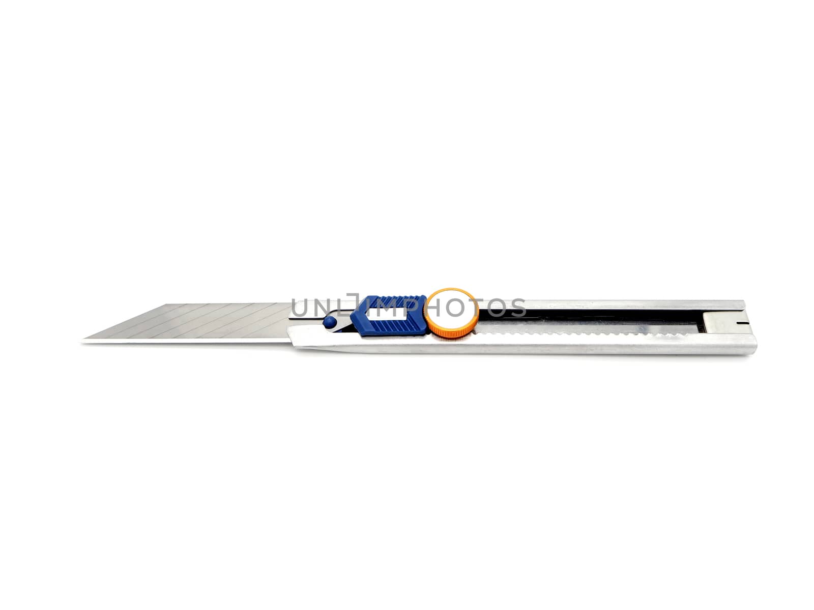 Stainless cutter knife isolated on white background.