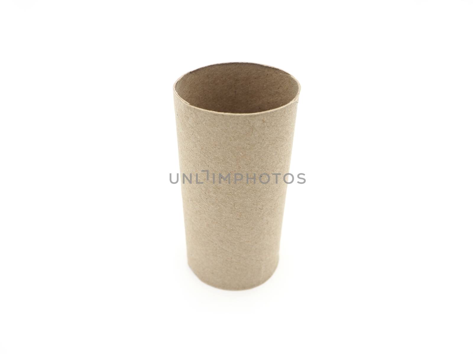 Tissue paper roll core. Empty roll on toilet paper isolated on a white background.
