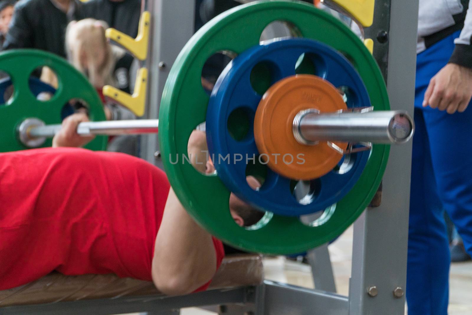 bench press in the gym. competition and tournament