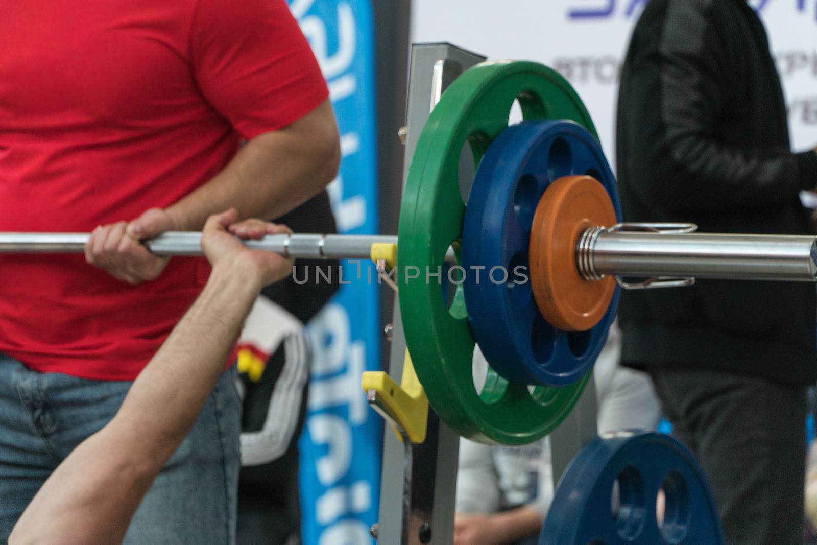 bench press in the gym. competition and tournament