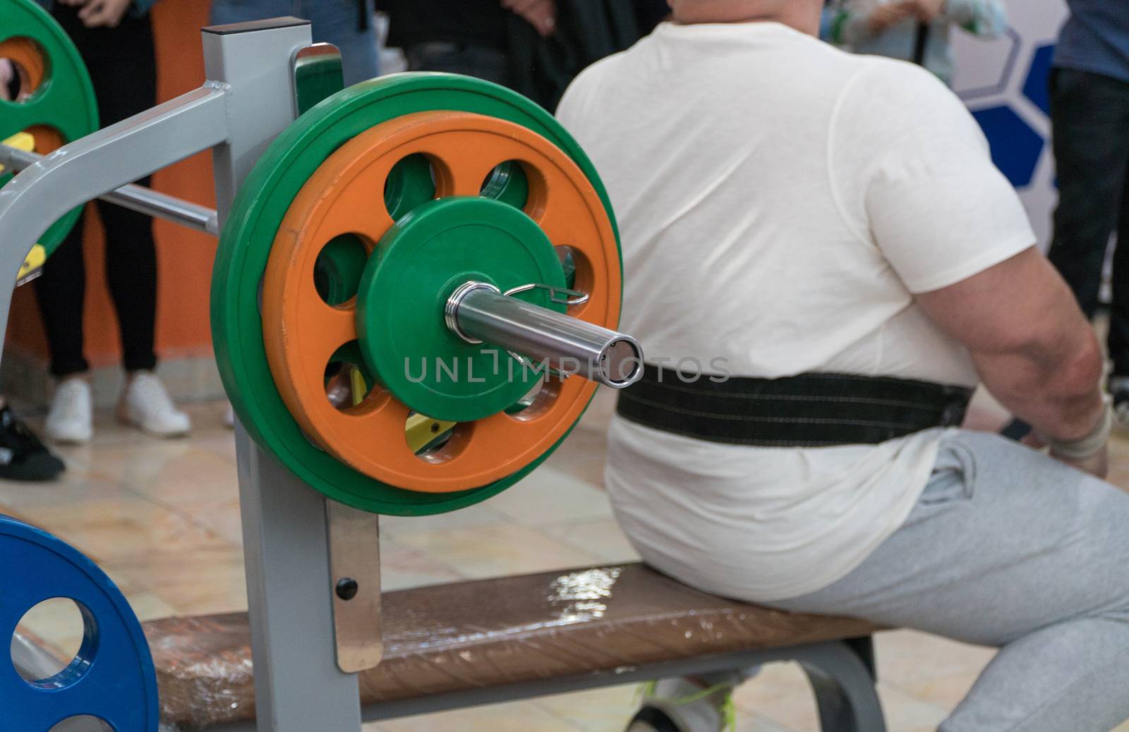 bench press in the gym. competition and tournament