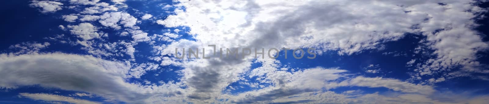 Stunning colorful sky panorama showing beautiful cloud formations in high resolution.