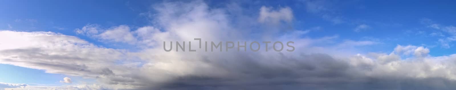 Stunning colorful sky panorama showing beautiful cloud formations in high resolution.