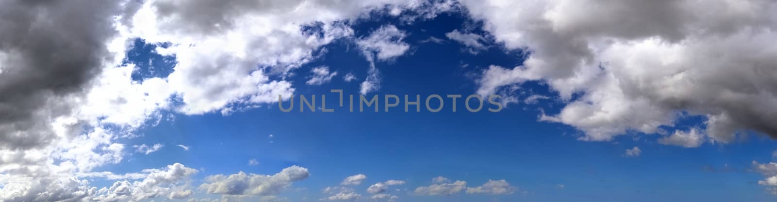 Stunning colorful sky panorama showing beautiful cloud formations in high resolution.