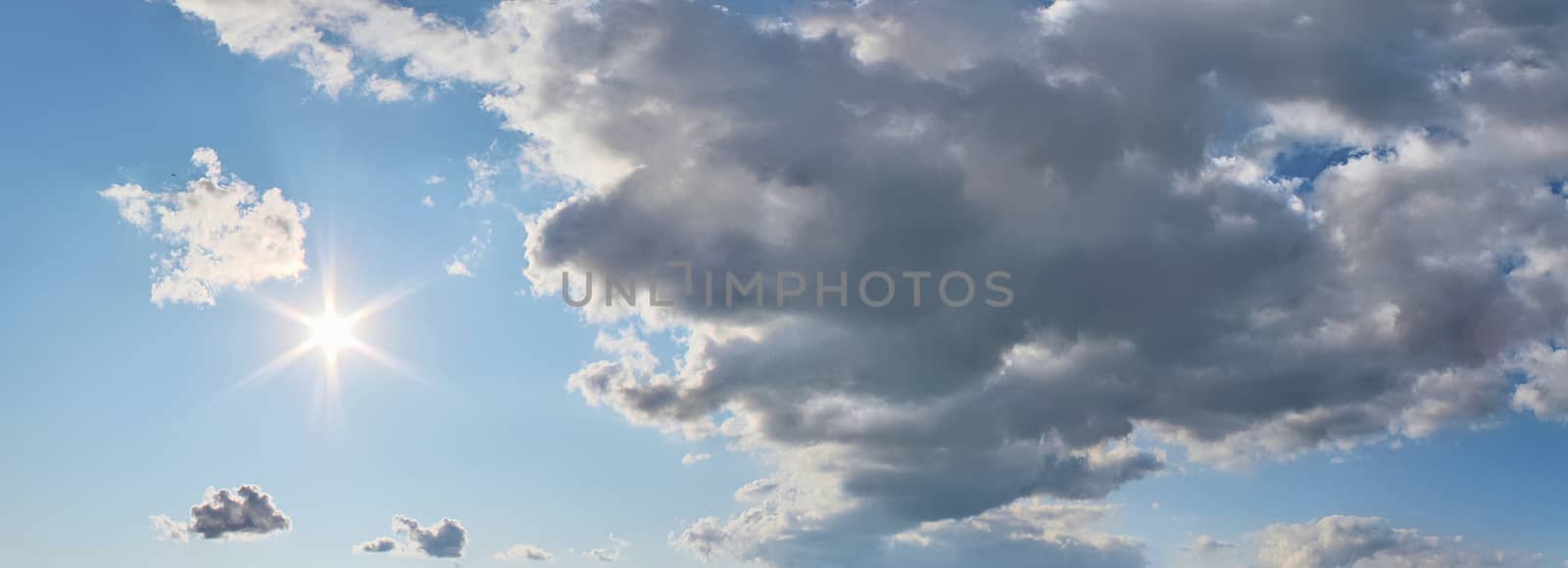 Stunning colorful sky panorama showing beautiful cloud formations in high resolution.