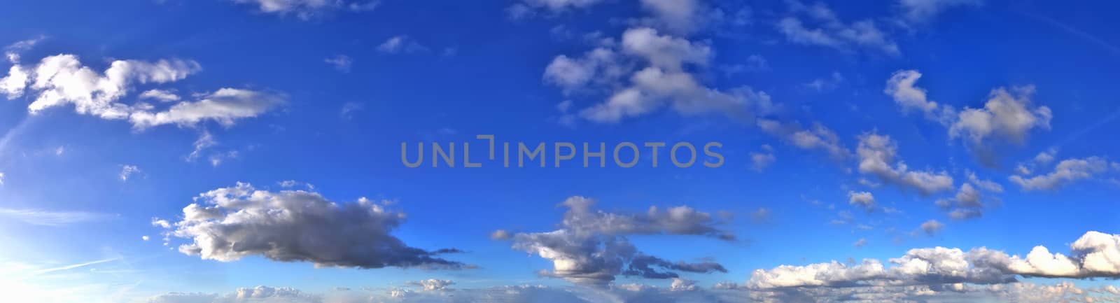 Stunning colorful sky panorama showing beautiful cloud formations in high resolution.