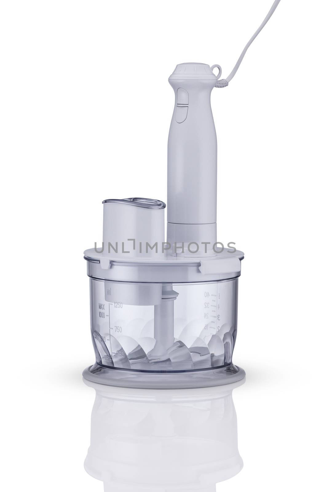 electric blender with the container on a white background. kitchen appliances