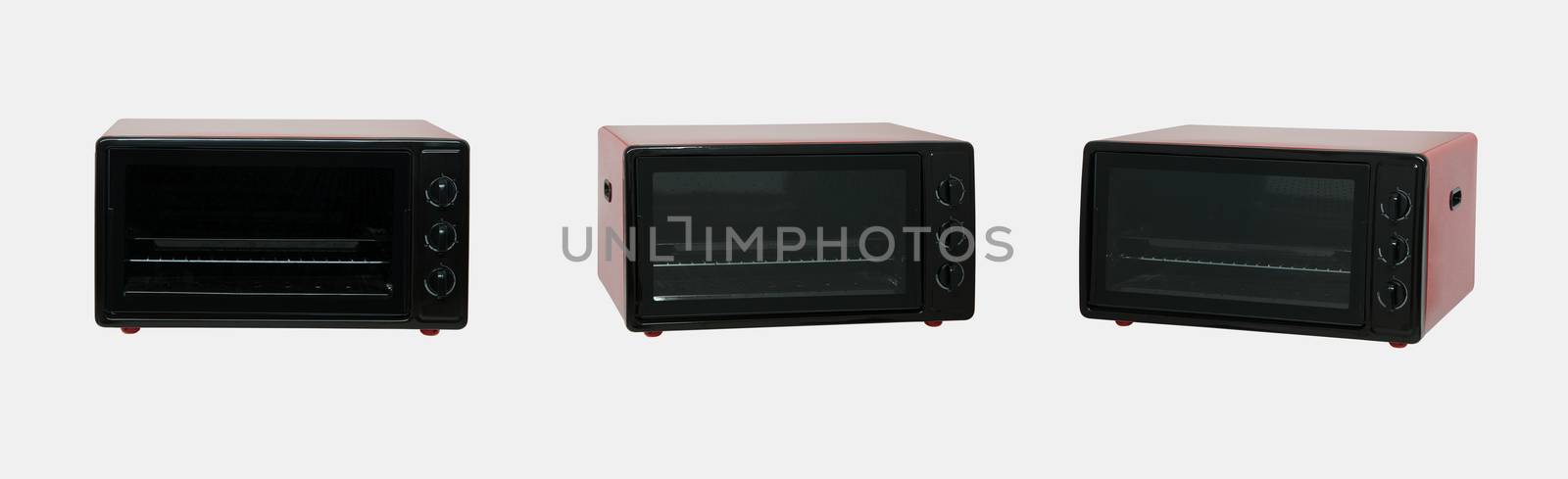 three positions review electric home furnace in red on a white background