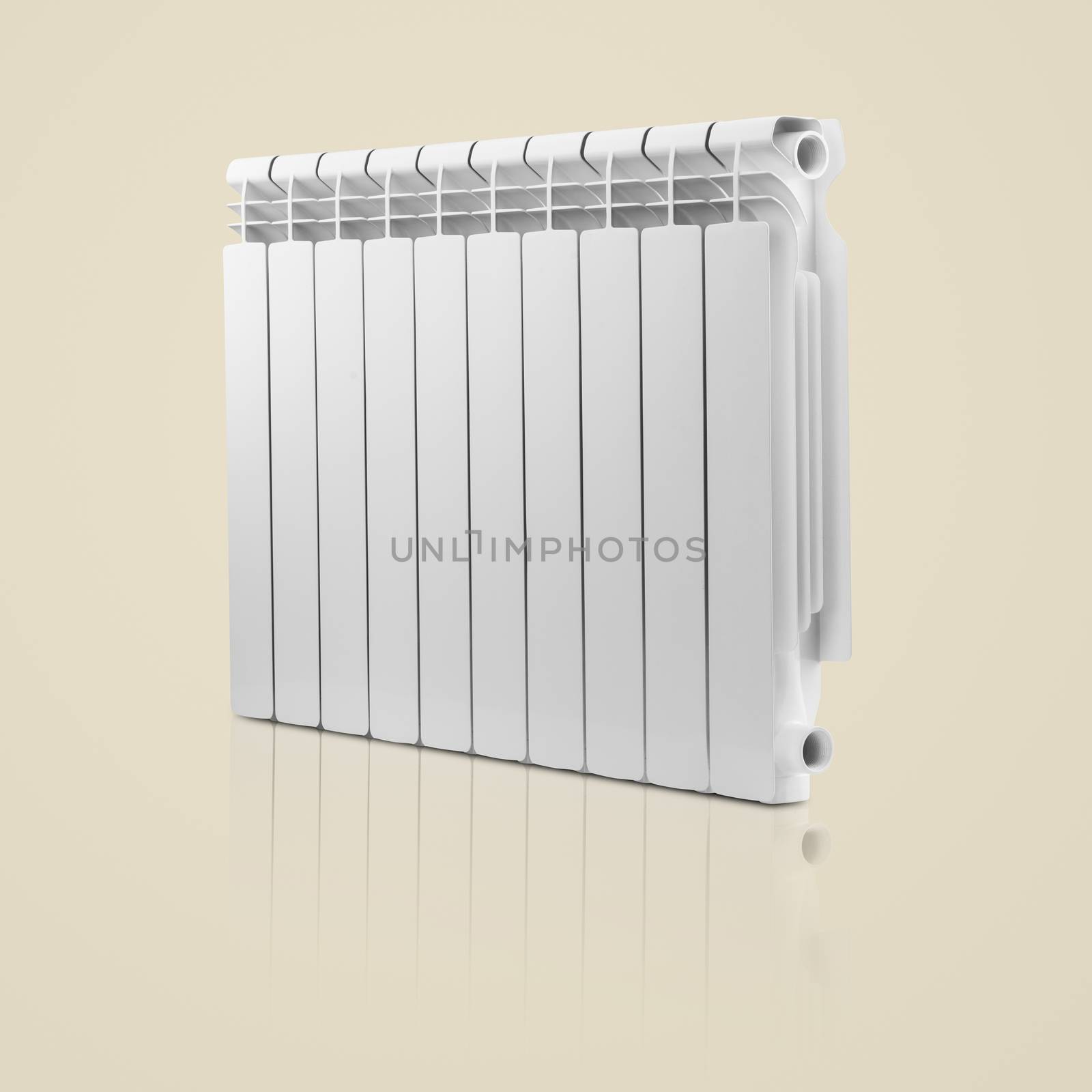 modern radiator on a light background. household bimetallic battery