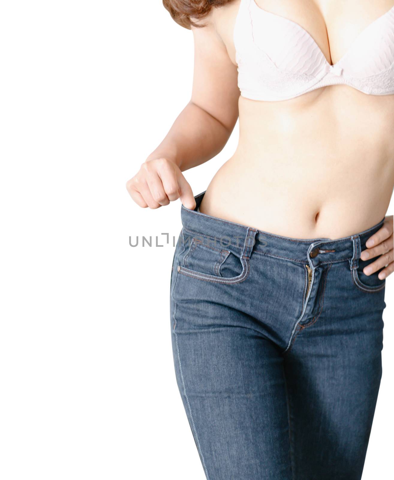 Woman showing jeans pants and body after weight loss and sexy bo by pt.pongsak@gmail.com