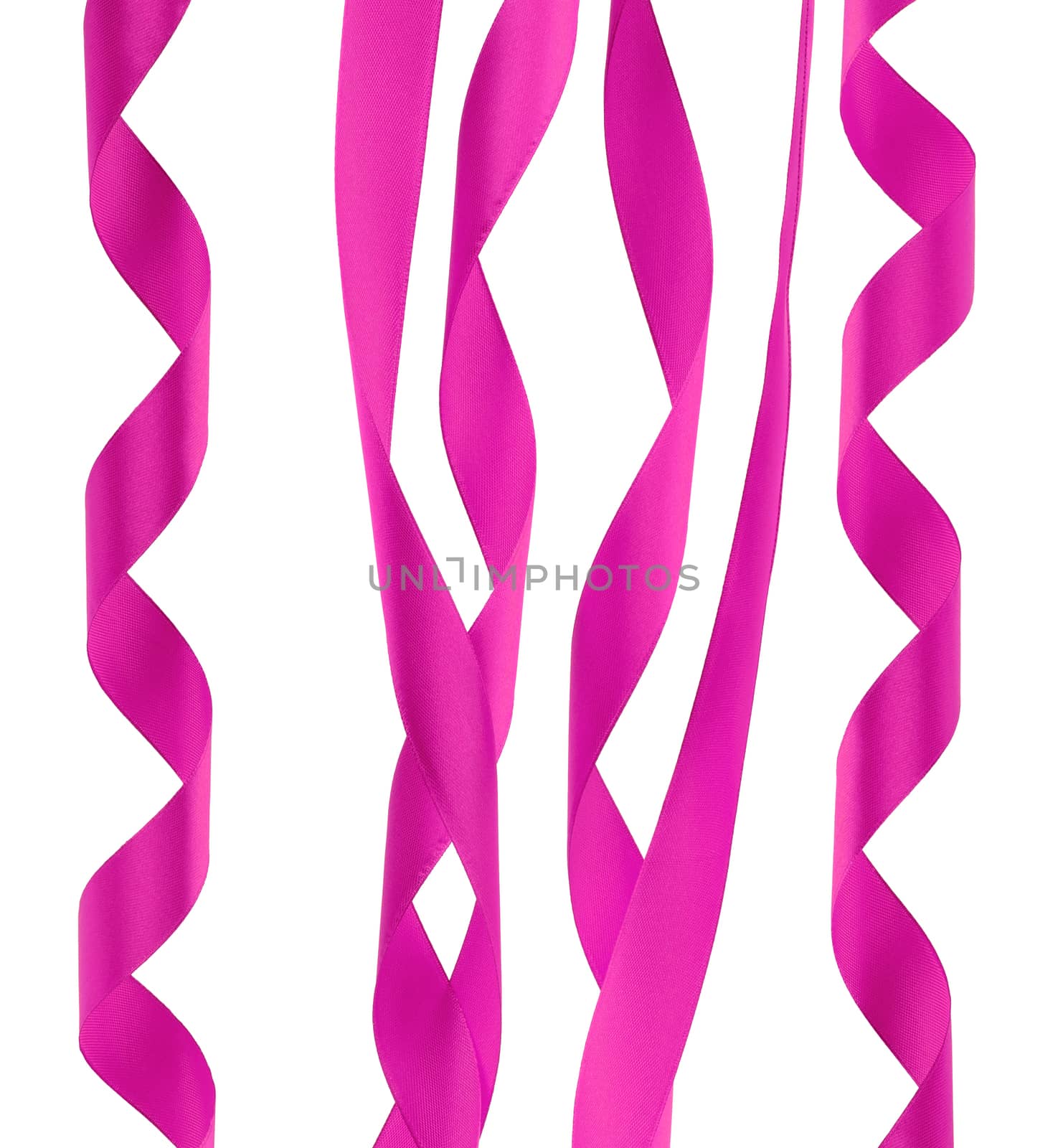 set of various pink ribbons isolated on white background by ndanko