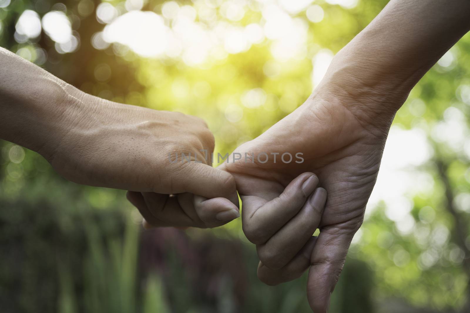Hand to pinky swear. Happy friendship pinky promise together for love concept.