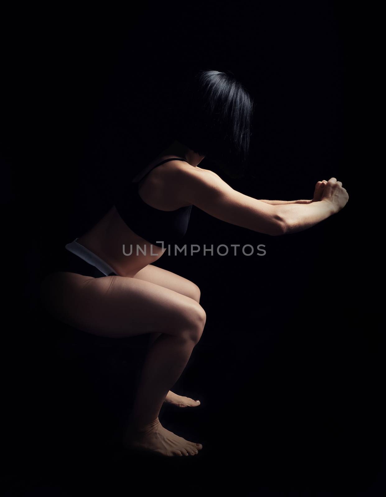 beautiful young girl of athletic appearance with black hair does by ndanko