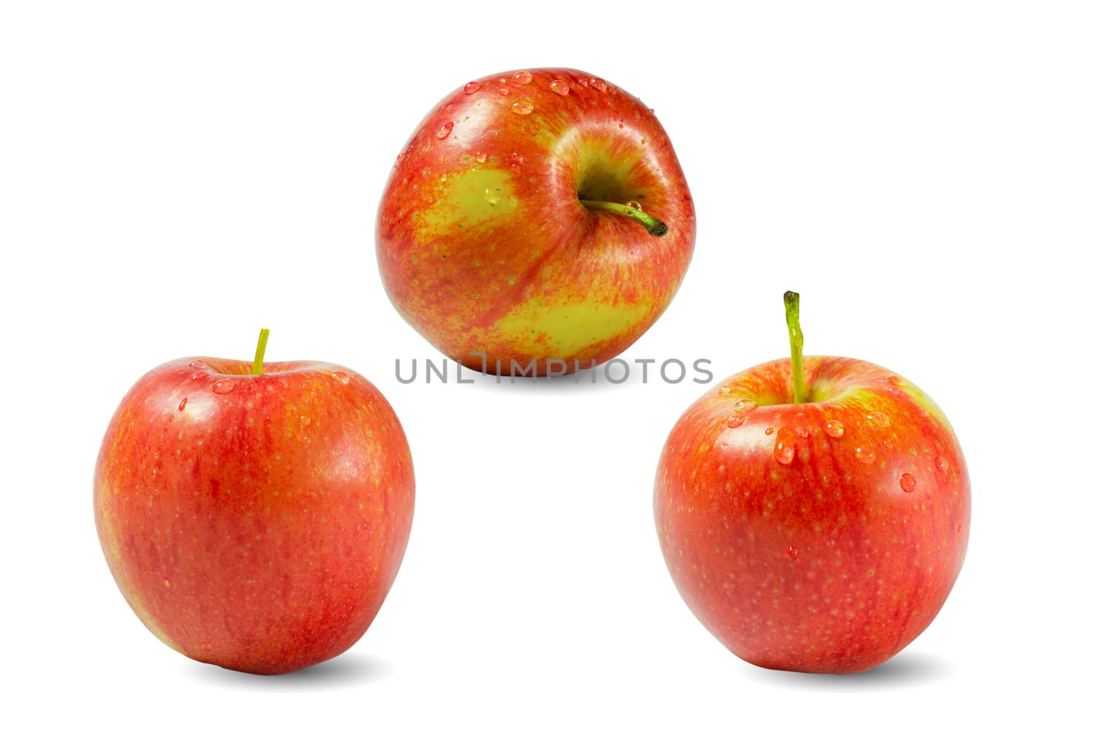 Fresh red apples isolated on white background. Close up of Apple.
