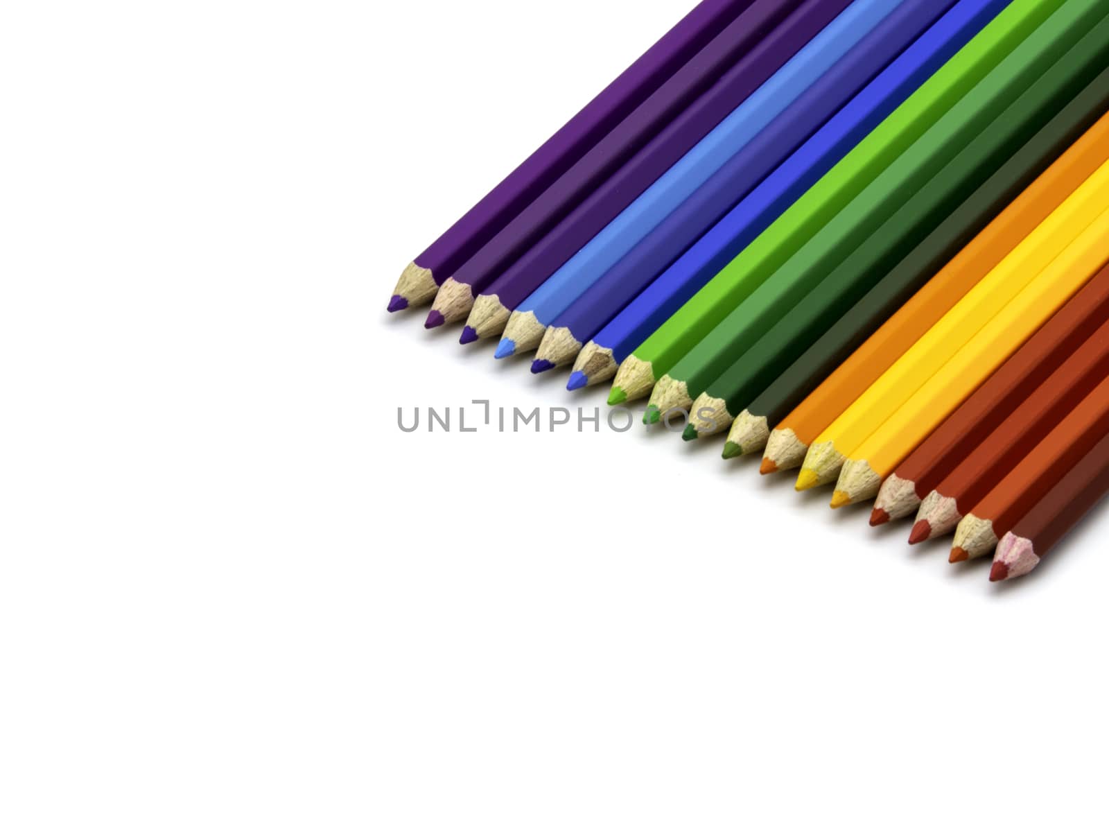 Color pencils isolated on white background with copy space for insert text.