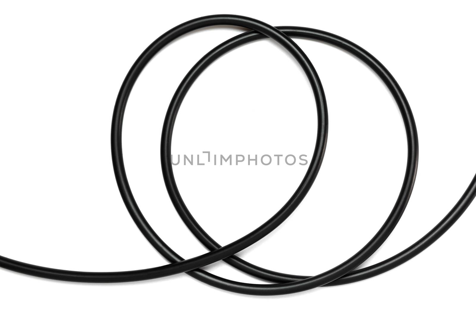 A Black wire cable isolated on a white background abstraction.