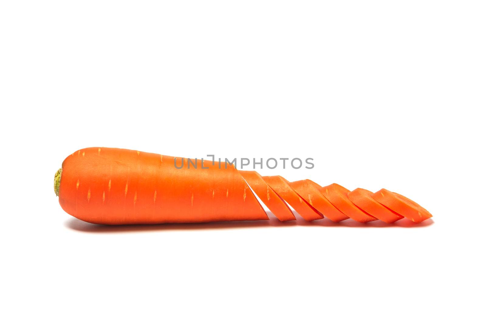 Fresh carrot and carrot slice isolated on white background. Close up of Carrot.