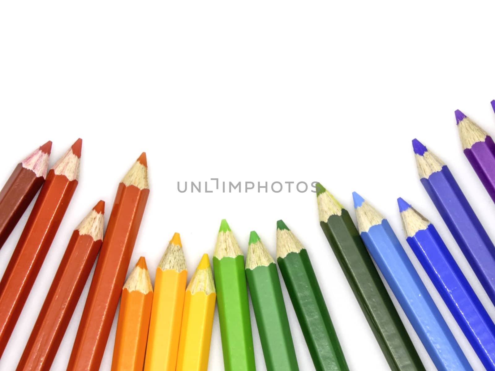 Color pencils isolated on white background with copy space for insert text.