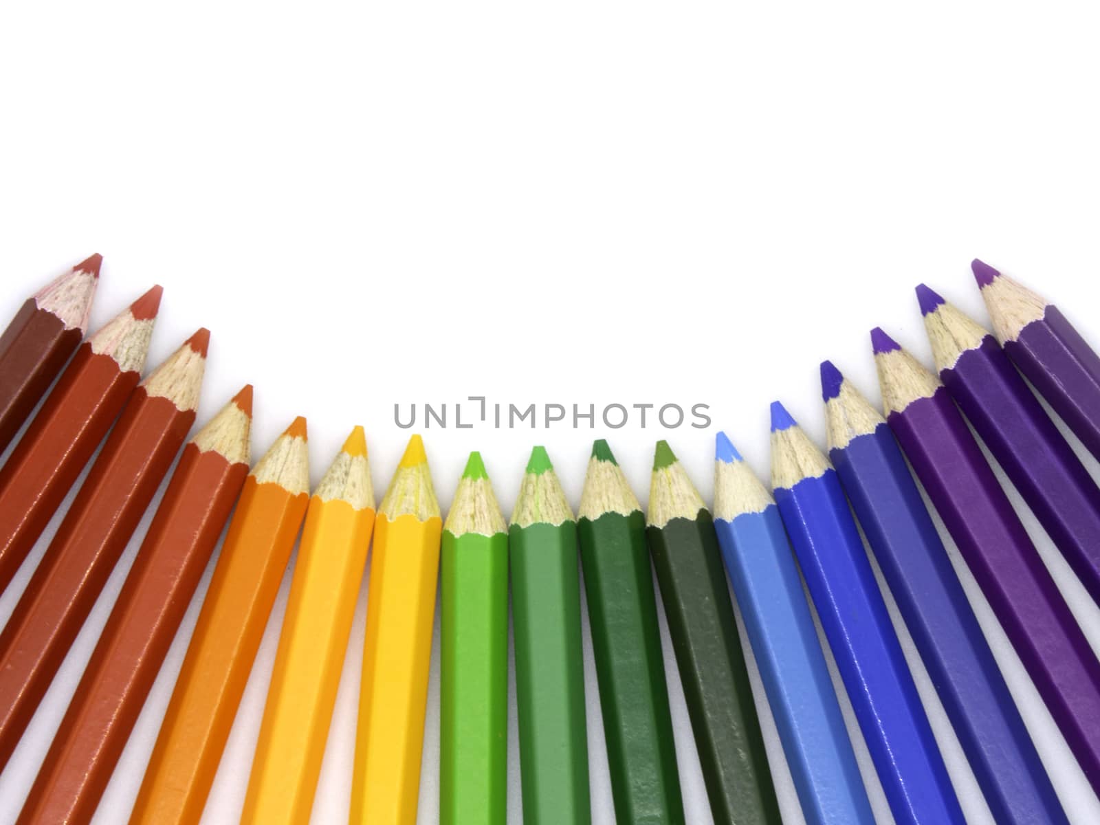 Color pencils isolated on white background with copy space for insert text.