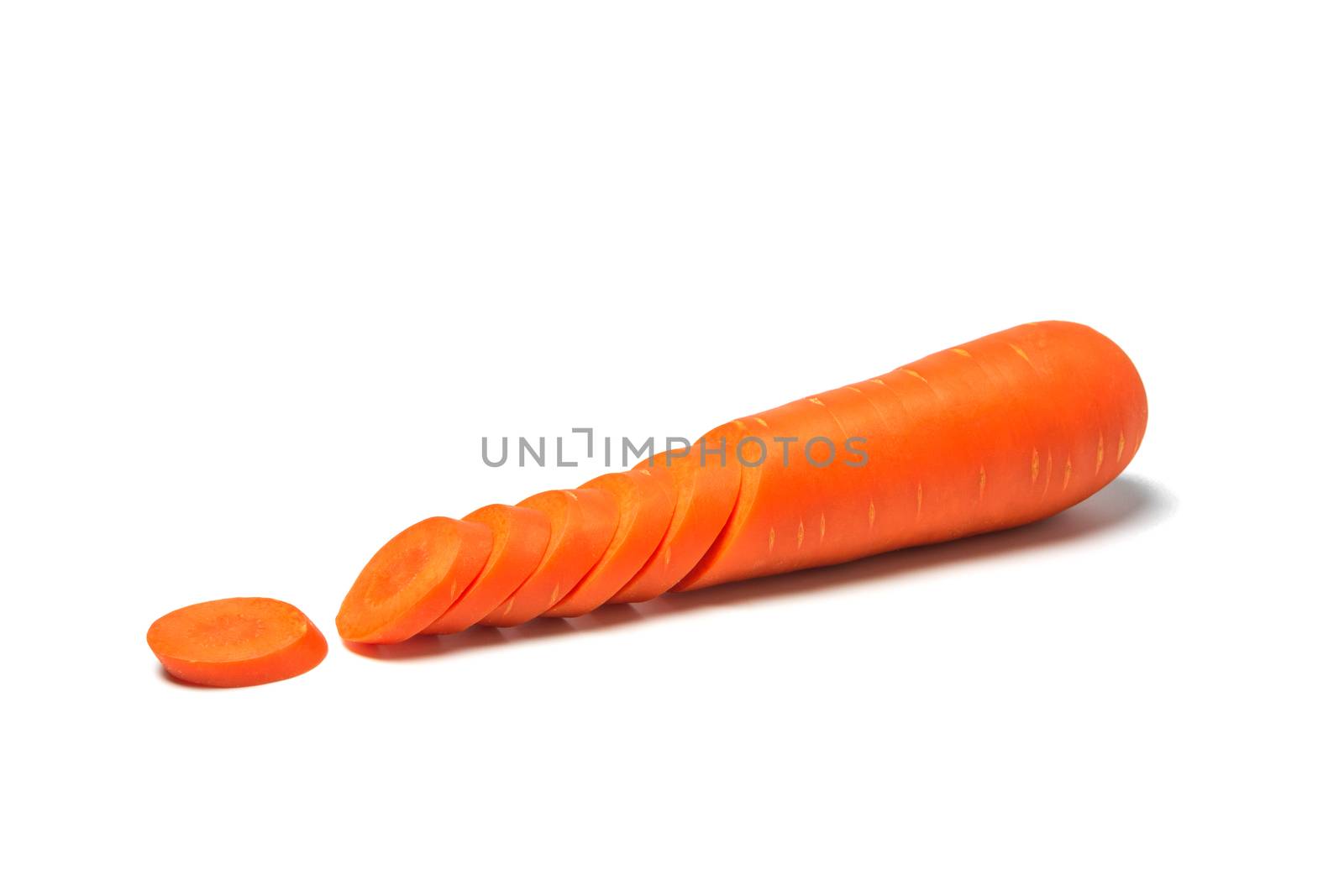 Fresh carrot and carrot slice isolated on white background. Close up of Carrot.