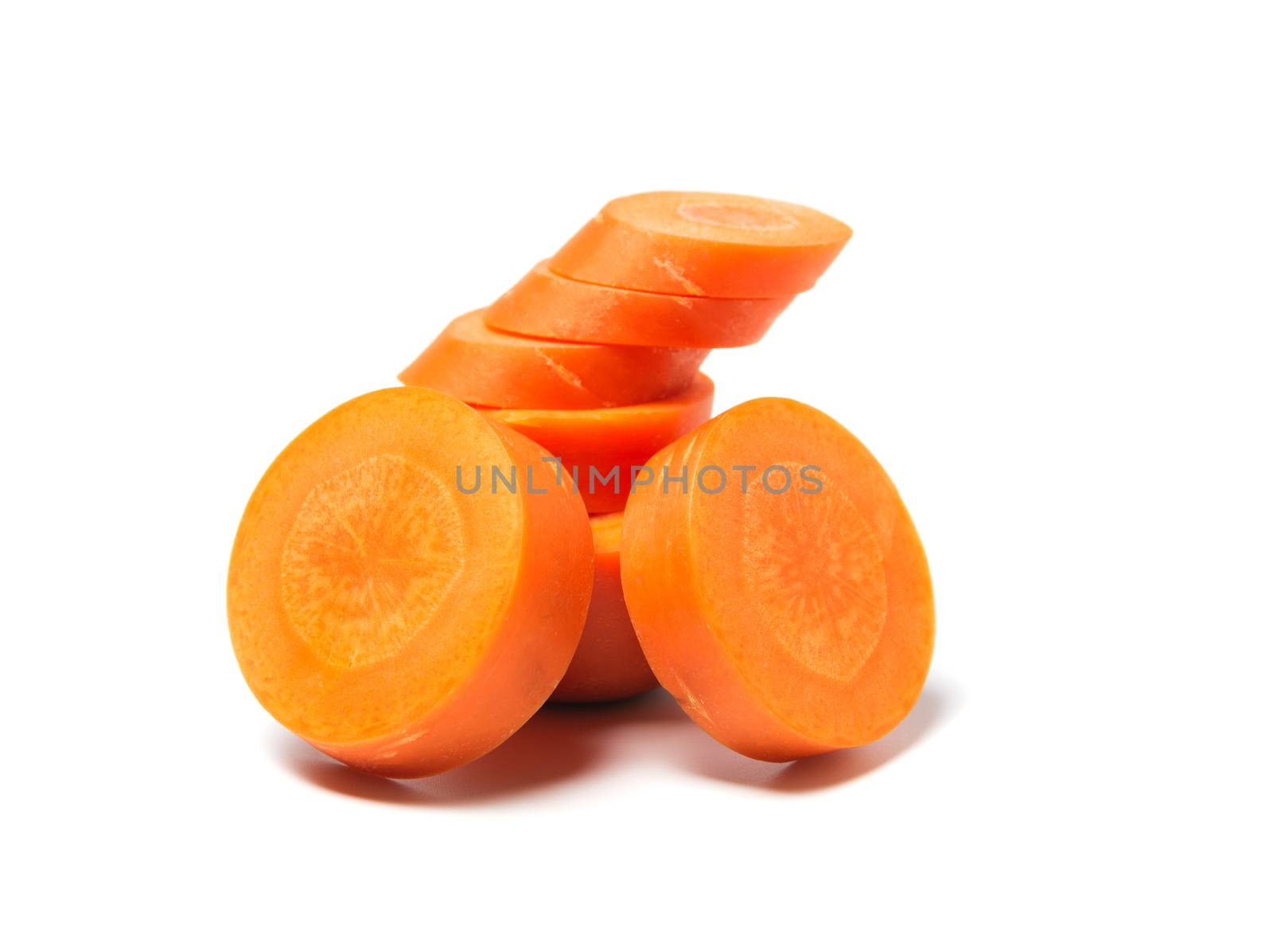 Fresh carrot and carrot slice isolated on white background. Close up of Carrot.