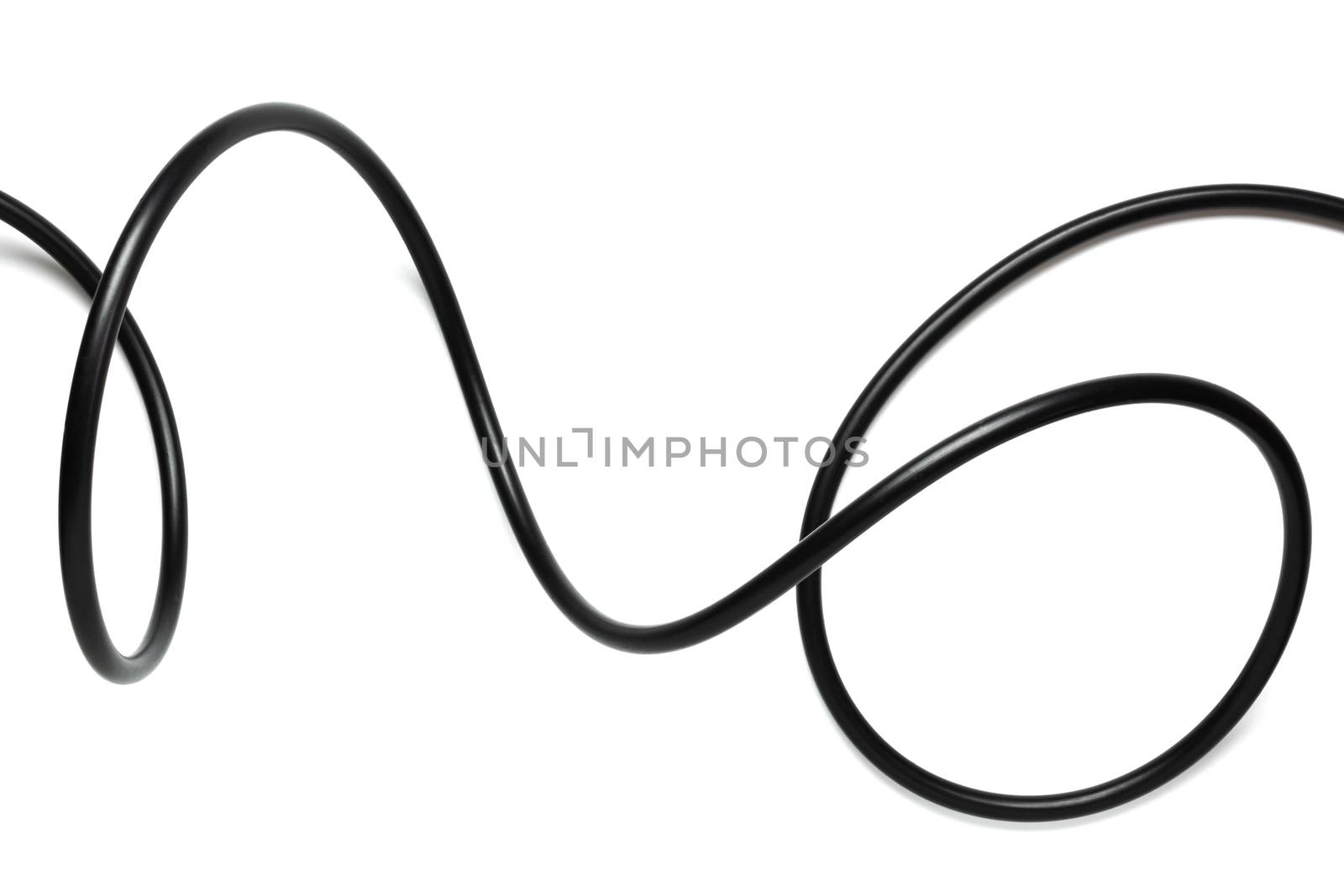 A Black wire cable isolated on a white background abstraction. by kirisa99