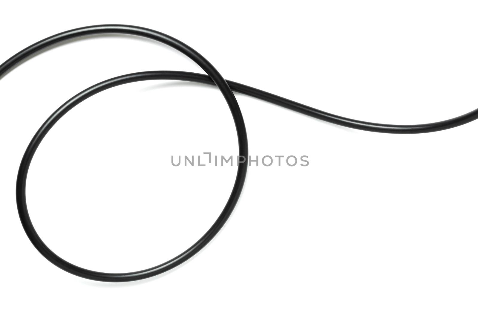 A Black wire cable isolated on a white background abstraction. by kirisa99