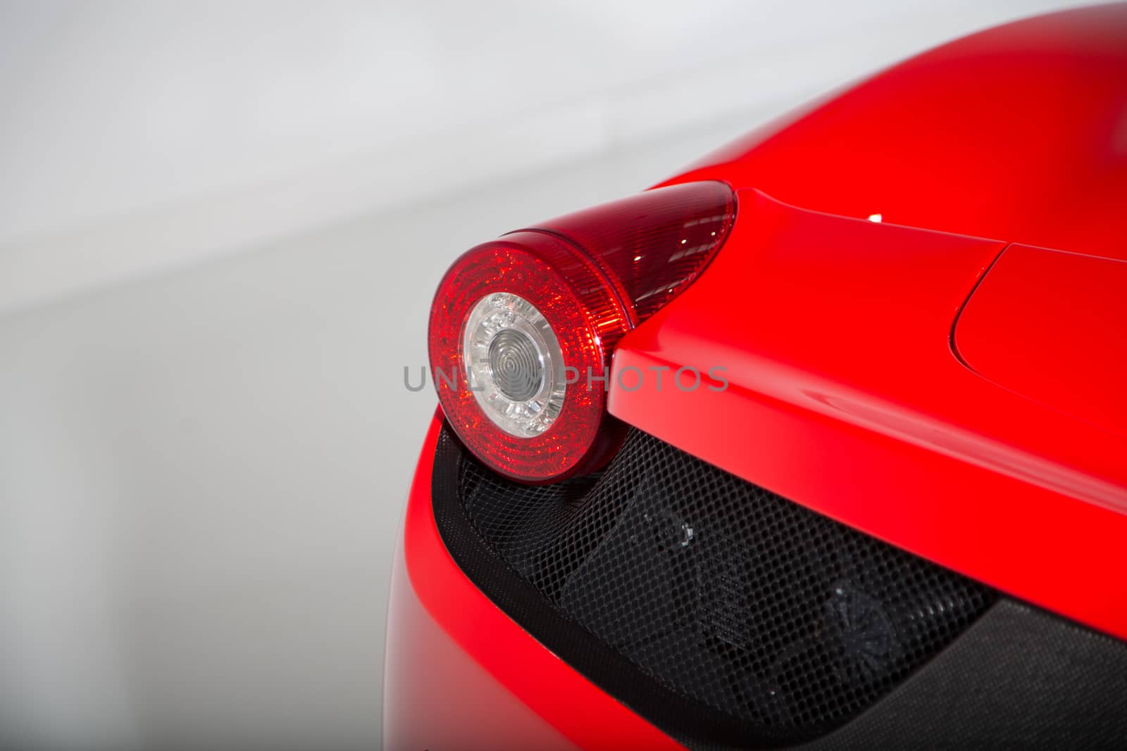 Detail of rear brake light on sports car by camerarules