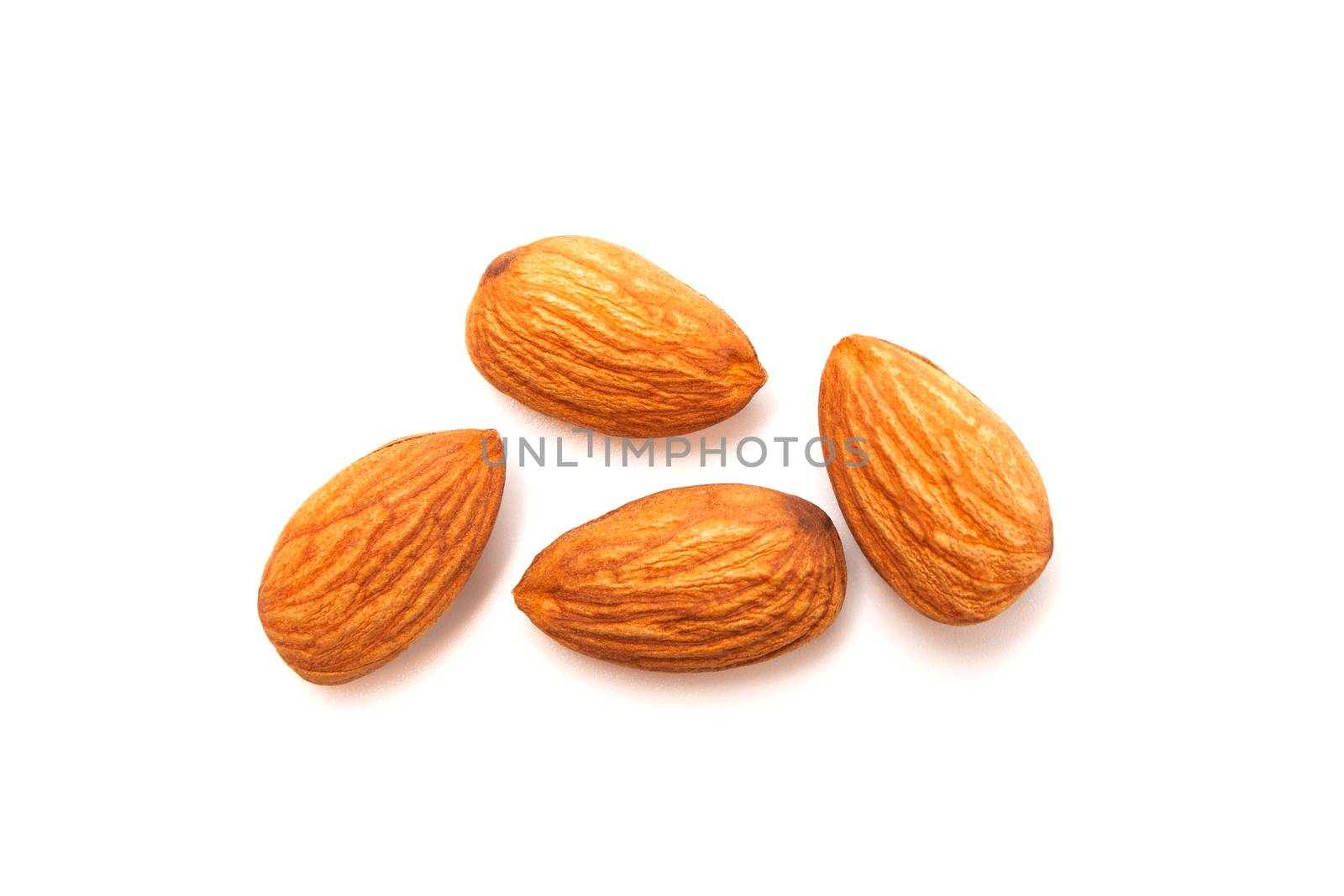 Fresh almond isolated on white background. Food and healthy conc by kirisa99