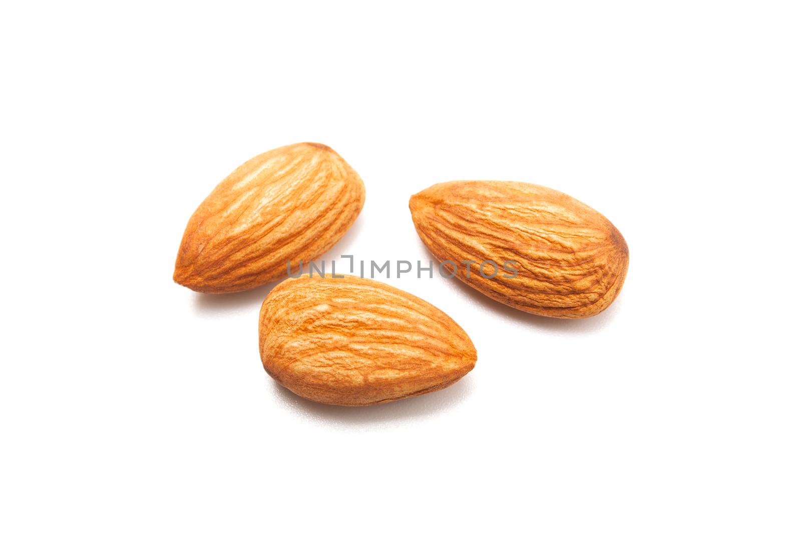 Fresh almond isolated on white background. Food and healthy conc by kirisa99